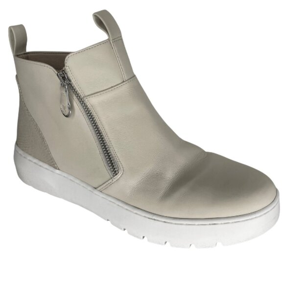 Vionic Brinkley Soft Leather Side-Zip Bootie Platform Sole Molded